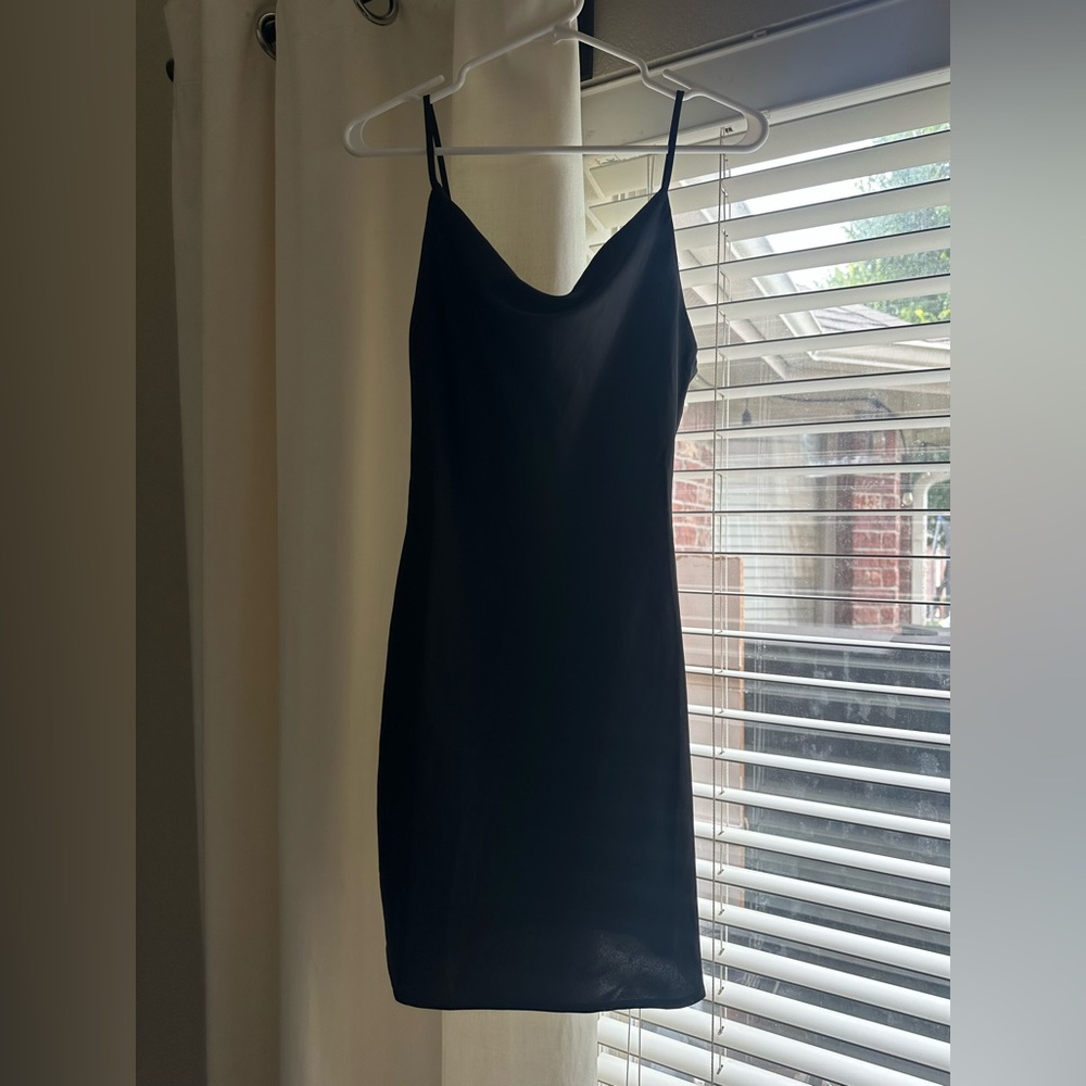 Elegant Black Slip Dress with cowel neck